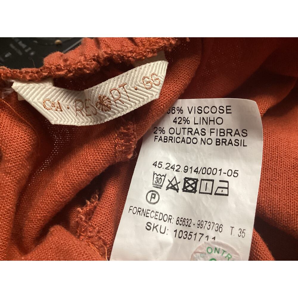 C&A boho-chic resort wear wrap pull on tie front tulip leg pants terracotta sz L - Picture 6 of 6